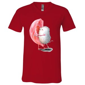 Sushi Hugging Valentine’s Day Couple Japanese Hug V-Neck T-Shirt