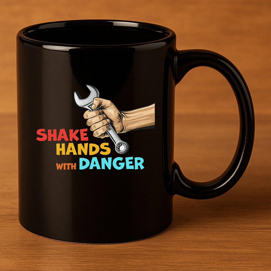 Shake Hands With Danger Retro Apparel 11oz C Handle Ceramic Mug