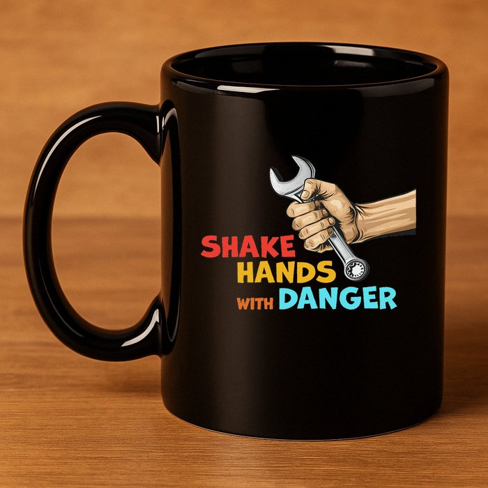 Shake Hands With Danger Retro Apparel 11oz C Handle Ceramic Mug