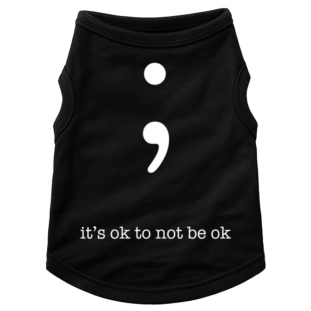 Semicolon Health Wellness Motivation Encouraget Cool Gift Doggie Tank