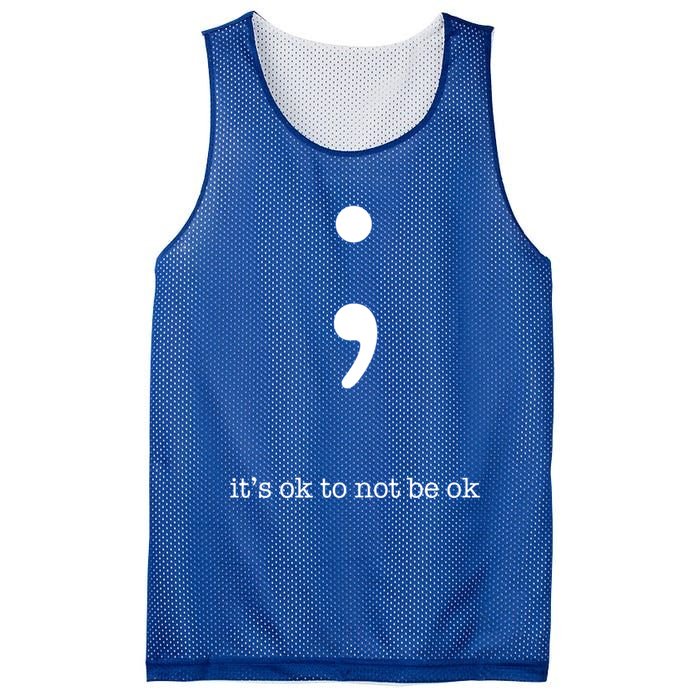 Semicolon Health Wellness Motivation Encouraget Cool Gift Mesh Reversible Basketball Jersey Tank