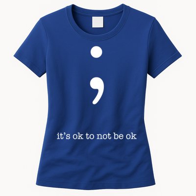 Semicolon Health Wellness Motivation Encouraget Cool Gift Womens T-Shirt