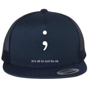 Semicolon Health Wellness Motivation Encouraget Cool Gift Flat Bill Trucker Hat