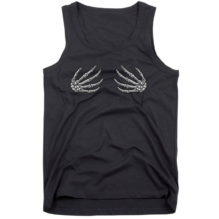 Skeleton Hands Women Spooky Halloween Rock Band Concerts Tank Top