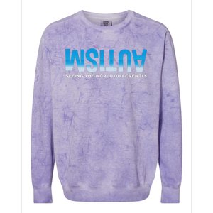 Seeing He World Differently Autism Awareness Colorblast Crewneck Sweatshirt