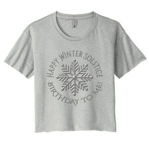 Silver Happy Winter Solstice Birthday To Me Snowflake Art Gift Women's Crop Top Tee