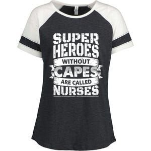 Superheroes Heroes Without Capes Nurses Gift Enza Ladies Jersey Colorblock Tee