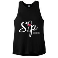 Sip Happens Wine Sarcastic Wine Fan Lovers Design Ladies PosiCharge Tri-Blend Wicking Tank