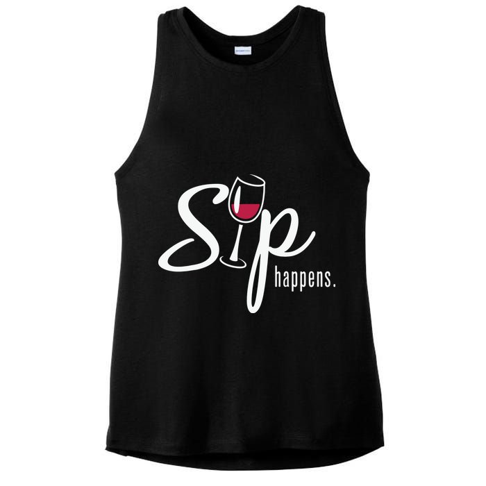 Sip Happens Wine Sarcastic Wine Fan Lovers Design Ladies PosiCharge Tri-Blend Wicking Tank