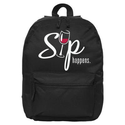 Sip Happens Wine Sarcastic Wine Fan Lovers Design 16 in Basic Backpack
