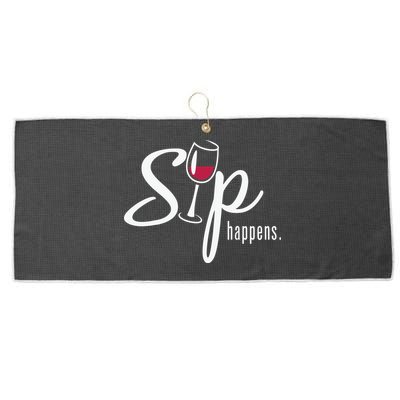 Sip Happens Wine Sarcastic Wine Fan Lovers Design Large Microfiber Waffle Golf Towel