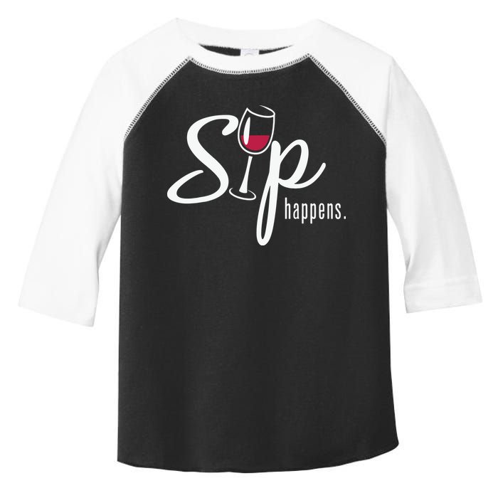 Sip Happens Wine Sarcastic Wine Fan Lovers Design Toddler Fine Jersey T-Shirt