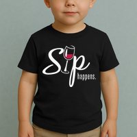 Sip Happens Wine Sarcastic Wine Fan Lovers Design Toddler T-Shirt
