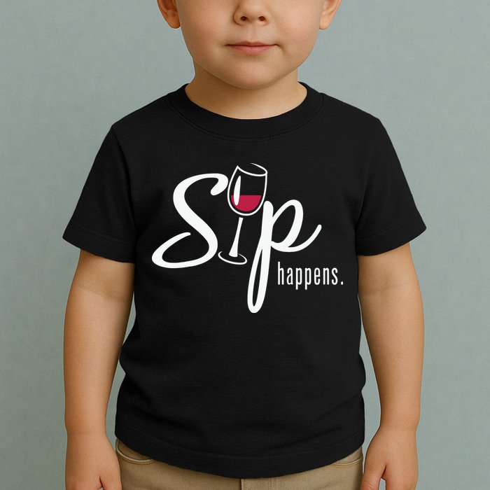 Sip Happens Wine Sarcastic Wine Fan Lovers Design Toddler T-Shirt