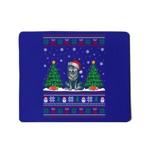 Santa Hat Wolf Christmas Tree Lights Ugly Cute Gift Mousepad