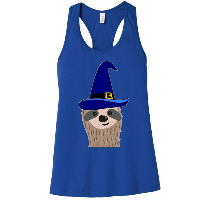 Scary Halloween Wizard Hat Sloth Gift Women's Racerback Tank