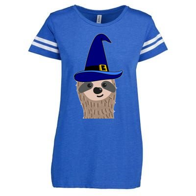 Scary Halloween Wizard Hat Sloth Gift Enza Ladies Jersey Football T-Shirt