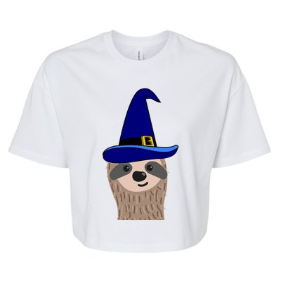 Scary Halloween Wizard Hat Sloth Gift Bella+Canvas Jersey Crop Tee