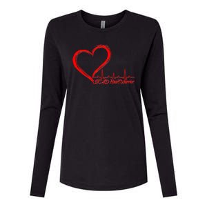 SCAD Heart Warrior Heartbeat Heart Health Awareness Womens Cotton Relaxed Long Sleeve T-Shirt