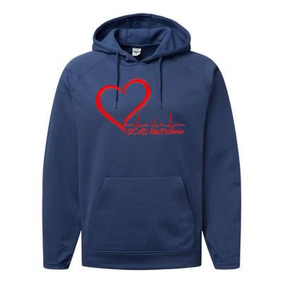 SCAD Heart Warrior Heartbeat Heart Health Awareness Performance Fleece Hoodie