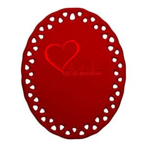 SCAD Heart Warrior Heartbeat Heart Health Awareness Ceramic Oval Ornament