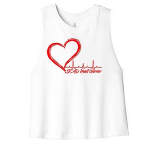 SCAD Heart Warrior Heartbeat Heart Health Awareness Women's Racerback Cropped Tank