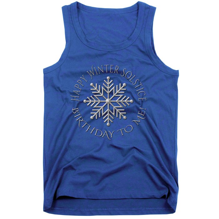 Silver Happy Winter Solstice Birthday To Me Snowflake Art Gift Tank Top