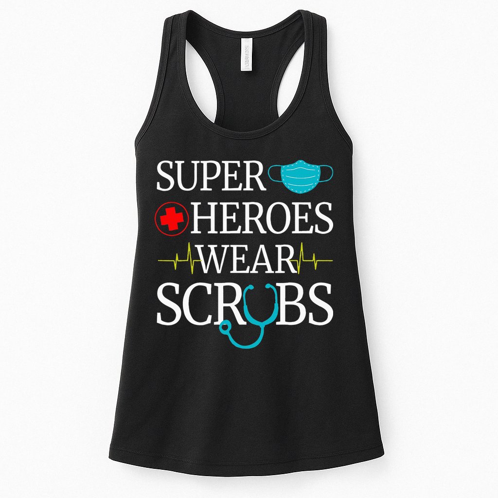 Super Heroes Wear Scrubs Nursing Cute Medical Nurse Womens Tank Top