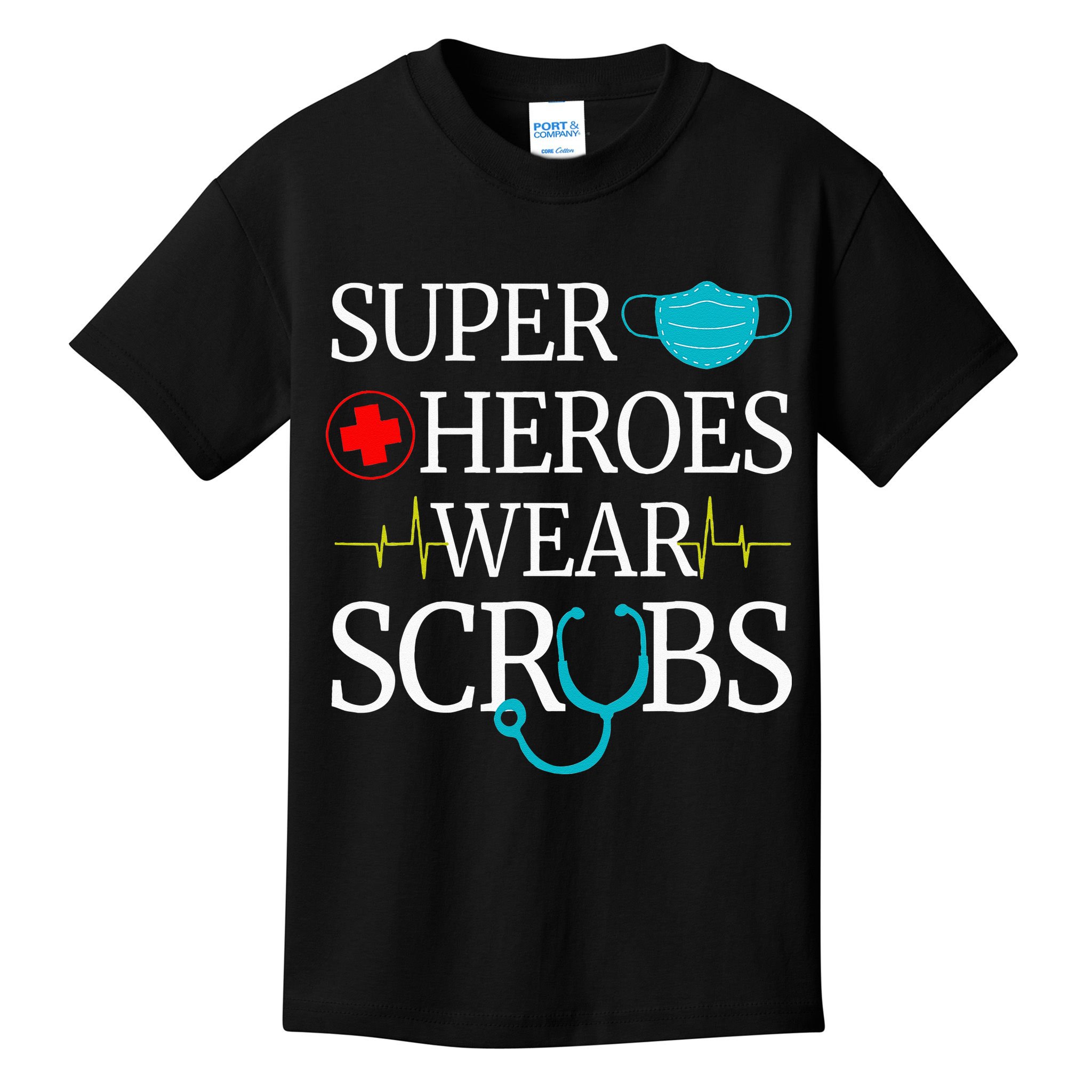 Super Heroes Wear Scrubs Nursing Cute Medical Nurse Kids T-Shirt