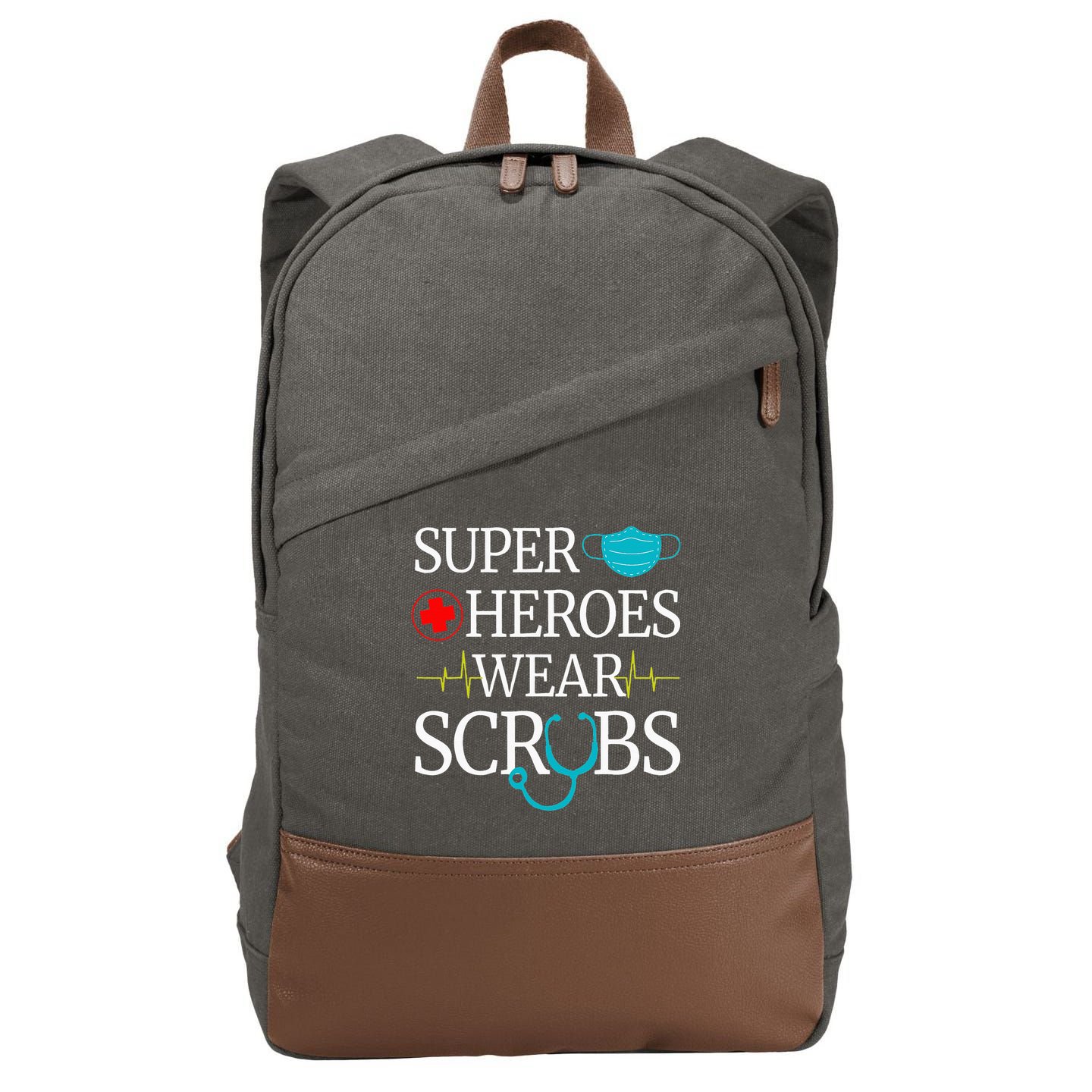 Super Heroes Wear Scrubs Nursing Cute Medical Nurse Cotton Canvas Backpack