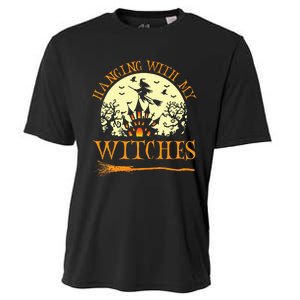 Spooky Halloween Witch Design with Broom and Bat Cooling Performance Crew T-Shirt