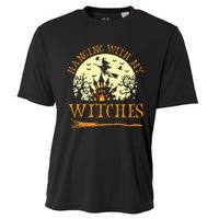 Spooky Halloween Witch Design with Broom and Bat Cooling Performance Crew T-Shirt