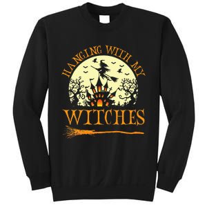 Spooky Halloween Witch Design with Broom and Bat Sweatshirt