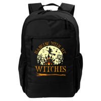 Spooky Halloween Witch Design with Broom and Bat Daily Commute Backpack