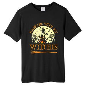 Spooky Halloween Witch Design with Broom and Bat Tall Fusion ChromaSoft Performance T-Shirt