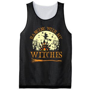 Spooky Halloween Witch Design with Broom and Bat Mesh Reversible Basketball Jersey Tank