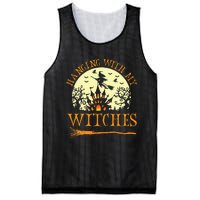 Spooky Halloween Witch Design with Broom and Bat Mesh Reversible Basketball Jersey Tank