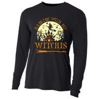 Spooky Halloween Witch Design with Broom and Bat Cooling Performance Long Sleeve Crew