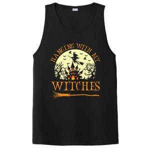 Spooky Halloween Witch Design with Broom and Bat PosiCharge Competitor Tank