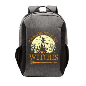 Spooky Halloween Witch Design with Broom and Bat Vector Backpack