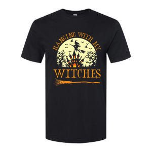 Spooky Halloween Witch Design with Broom and Bat Softstyle CVC T-Shirt