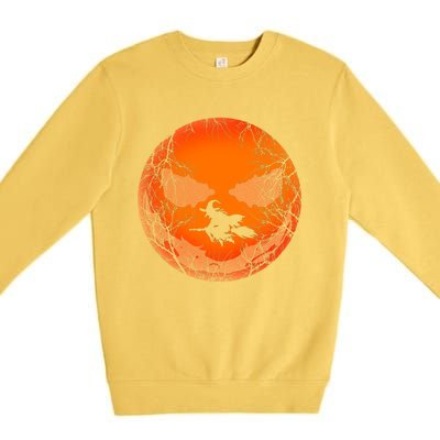 Scary Halloween Witch Wicked Moon Design Costume Gift Premium Crewneck Sweatshirt