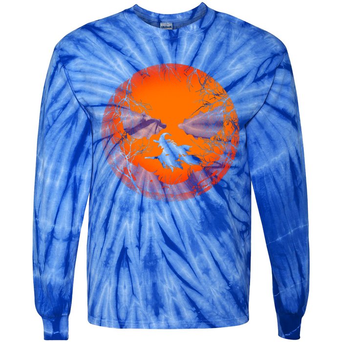 Scary Halloween Witch Wicked Moon Design Costume Gift Tie-Dye Long Sleeve Shirt