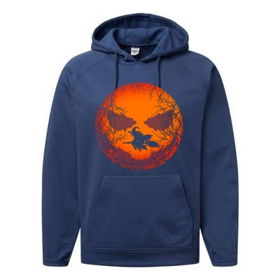 Scary Halloween Witch Wicked Moon Design Costume Gift Performance Fleece Hoodie