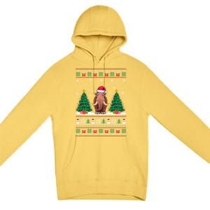 Santa Hat Woolly Mammoth Christmas Tree Lights Ugly Meaningful Gift Premium Pullover Hoodie