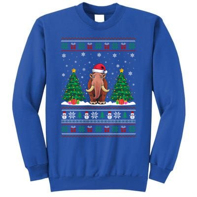 Santa Hat Woolly Mammoth Christmas Tree Lights Ugly Meaningful Gift Tall Sweatshirt