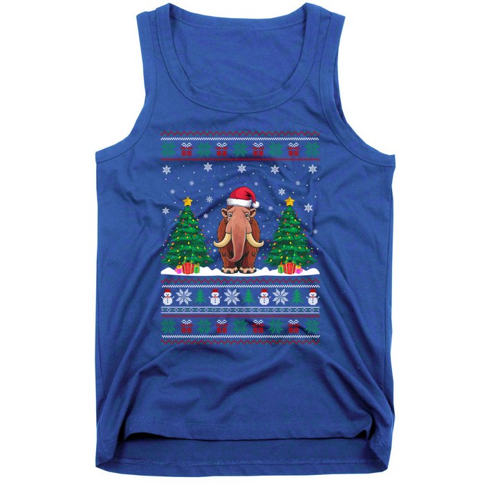 Santa Hat Woolly Mammoth Christmas Tree Lights Ugly Meaningful Gift Tank Top