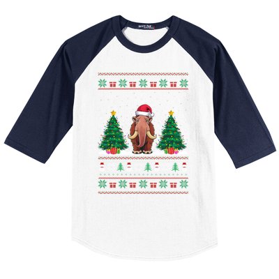 Santa Hat Woolly Mammoth Christmas Tree Lights Ugly Meaningful Gift Baseball Sleeve Shirt