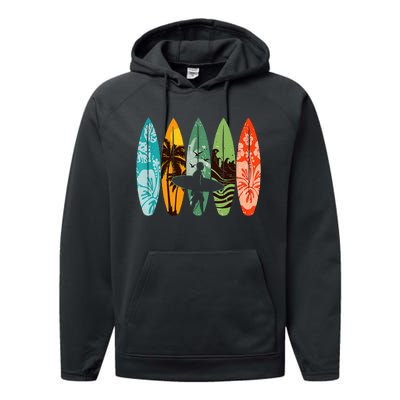 Surfboarder Hawaii Wave Surfing Surfboard Lover Beach Surfer Performance Fleece Hoodie