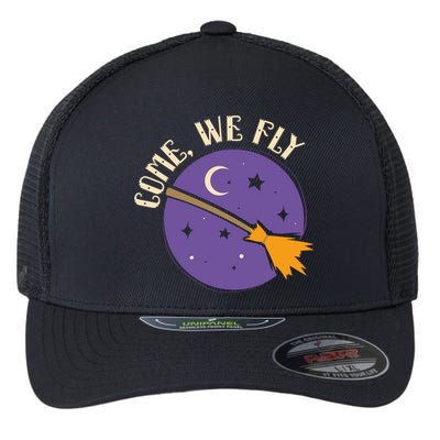 Spooky Halloween Witch I Witches Broom I Come We Fly Gift Flexfit Unipanel Trucker Cap